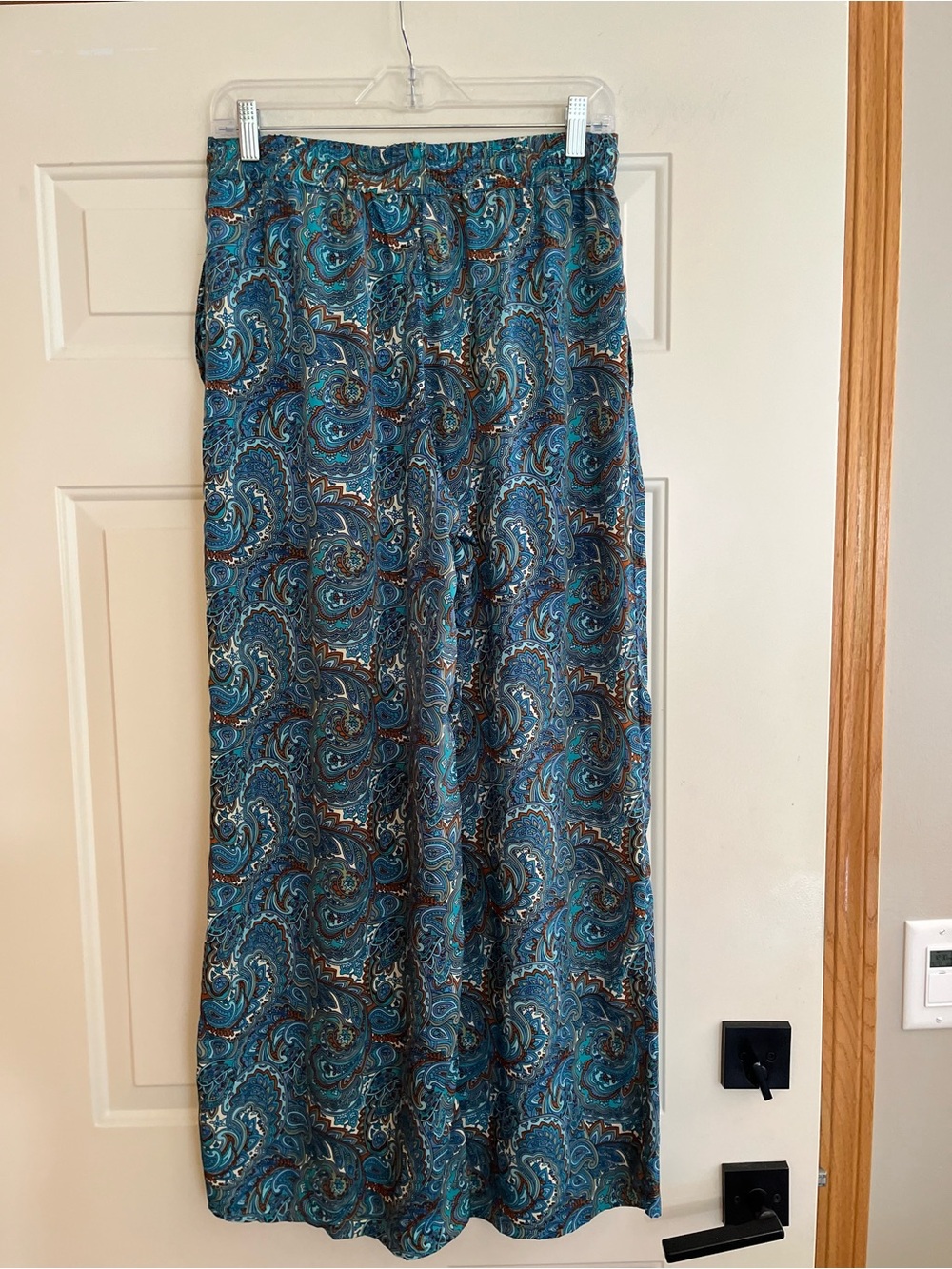 Philosophy Republic teal paisley wide leg pull on palazzo lounge pant.Size small - Picture 3 of 16